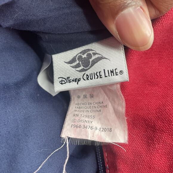 Disney Cruise Line Red Blue Canvas Tote Bag w/Zipper Closure Pockets 21 x 14" - Picture 12 of 13